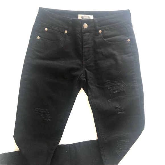 Junk Size 10 Black Distressed Jeans Mid Rise Slim Fit 5 pockets 98% cotton - Picture 2 of 11